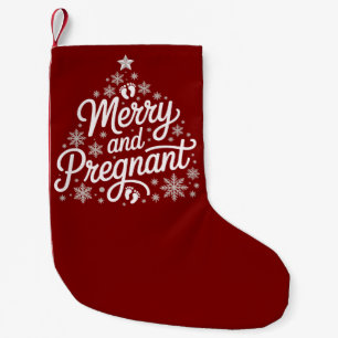 Frohe und schwangere Mutterschaft Fußabdrücke Schw Kleiner Weihnachtsstrumpf