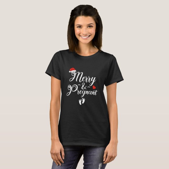 Frohe und schwangere Weihnachten T - Shirt (Vorne ganz)