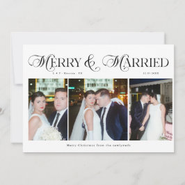 Frohe und Verheiratete Newlyweds Foto Erste Weihna Feiertagskarte