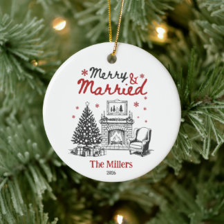 Frohe und verheiratete Weihnachten Kamin Custom Na Keramik Ornament