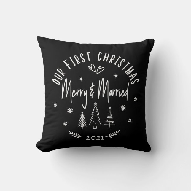 Frohe und Verheiratete Weihnachten Kissen (Vorderseite)