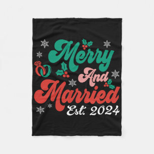 Frohe und Verheiratete Weihnachten Retro Couple Ma Fleecedecke