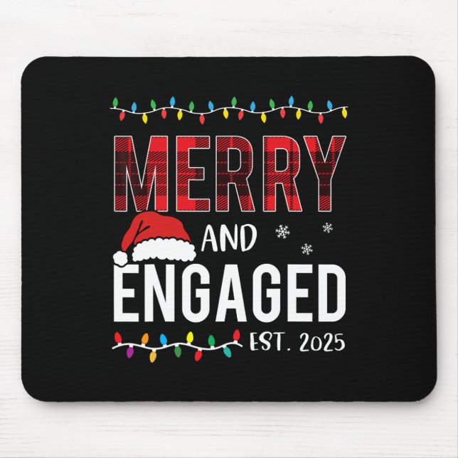Frohe und Verlobte Red Kariert Matching Christma 2 Mousepad (Vorne)