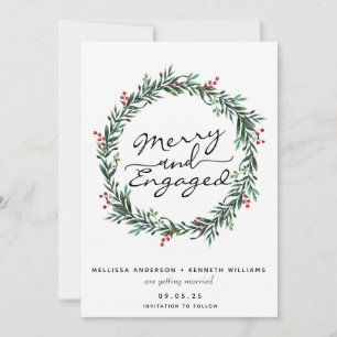 Frohe und Verlobte Weihnachtsfeier Save the Date Feiertagskarte