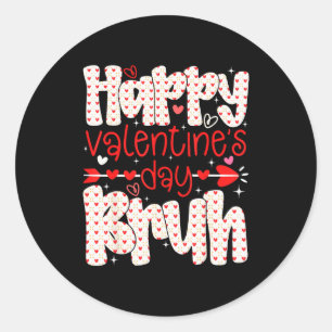 Frohe Valentins-Bruh-Meme-Herz Retro-Jungen-Mädche Runder Aufkleber