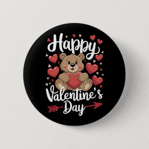 Frohe Valentinstag Bär Herz Süße Paare Button