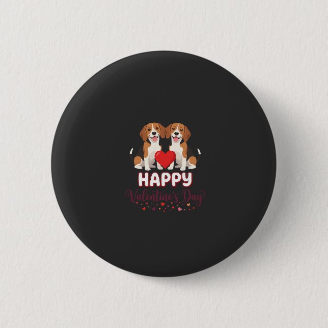 Frohe Valentinstag Beagle Paar Button (Vorderseite)