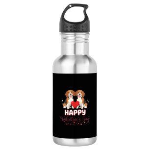 Frohe Valentinstag Beagle Paar Edelstahlflasche