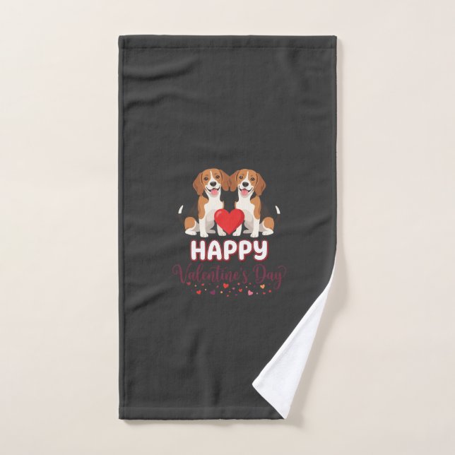 Frohe Valentinstag Beagle Paar Handtuch (Handtuch)