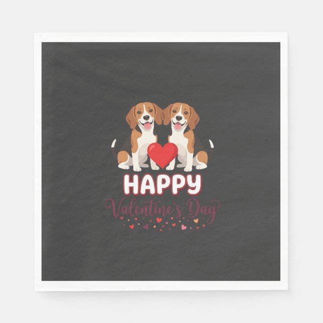 Frohe Valentinstag Beagle Paar Serviette (Vorderseite)