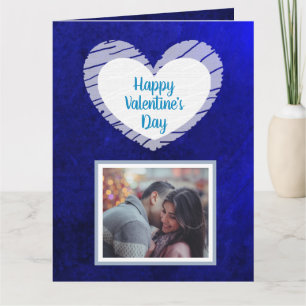 Frohe Valentinstag Blaue Ombre-Fotokarte Karte