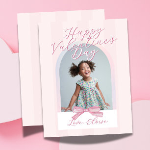 Frohe Valentinstag-Bogen-Foto-Schleifenkarte Feiertagskarte