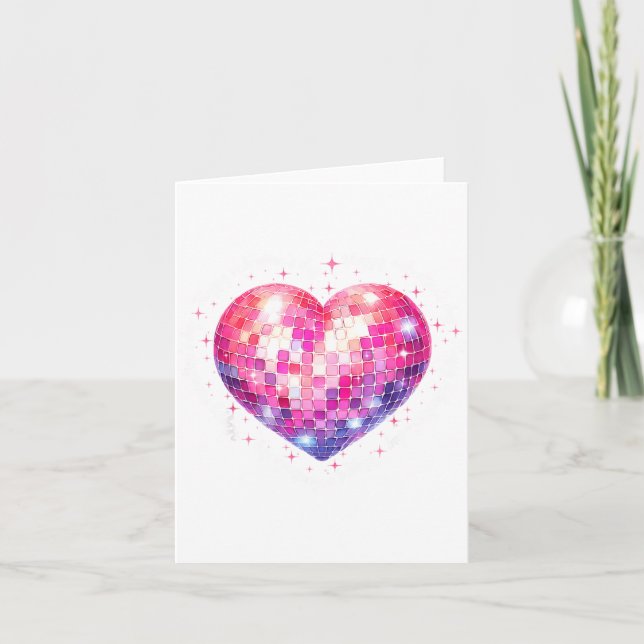 Frohe Valentinstag Coquette Nk Disco Kugel Herz Karte (Vorderseite)