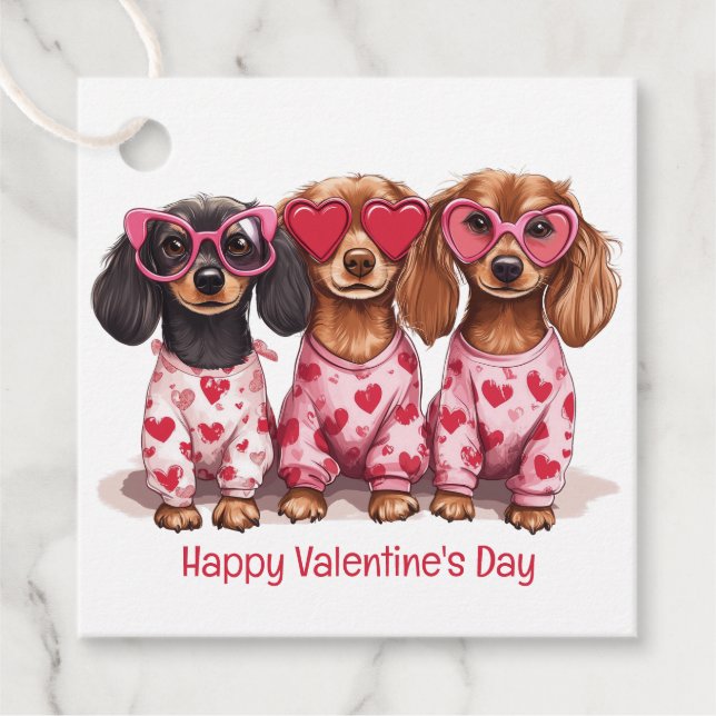 Frohe Valentinstag Dachshund-Hunde Geschenkanhänger (Vorderseite)