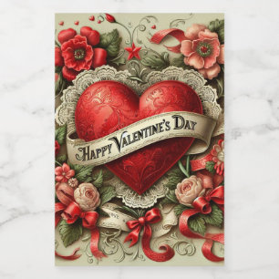 Frohe Valentinstag-Dekorillustration Weinetikett