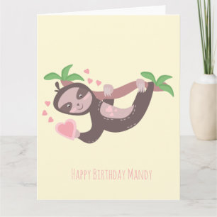 Frohe Valentinstag Faultier-Herzen-Geburtstag  Karte
