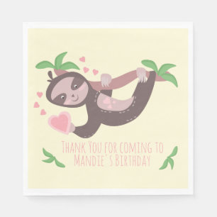 Frohe Valentinstag Faultier Herzen Geburtstag Serviette