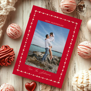 Frohe Valentinstag-Foto mit skurrieller Herzumrand Feiertagskarte