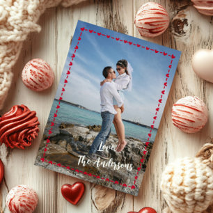 Frohe Valentinstag-Foto mit verspielter Herzumrand Feiertagskarte