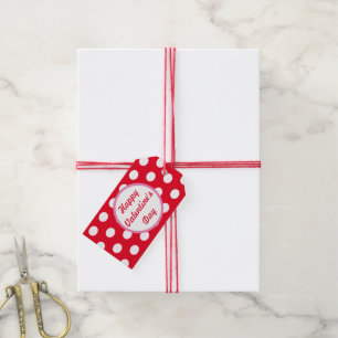 Frohe Valentinstag-Geschenk-Tags mit Punkten (Rot) Geschenkanhänger