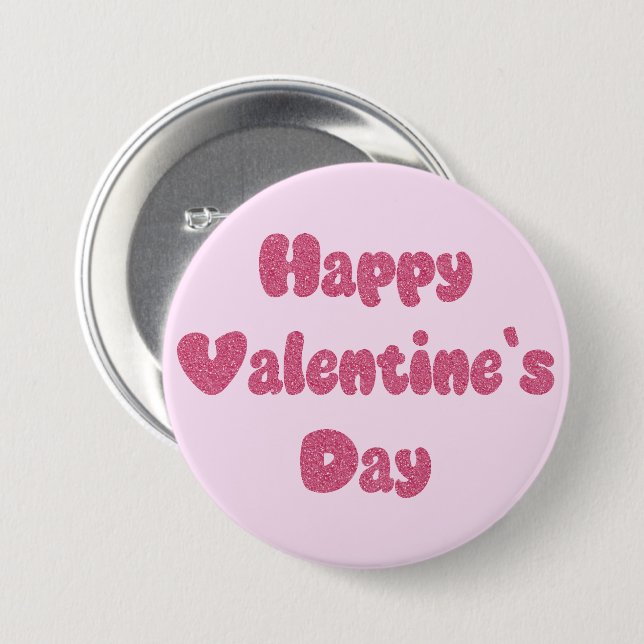 Frohe Valentinstag Glitter Button (Vorne & Hinten)