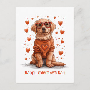 Frohe Valentinstag Golden Retriever Hund Postkarte