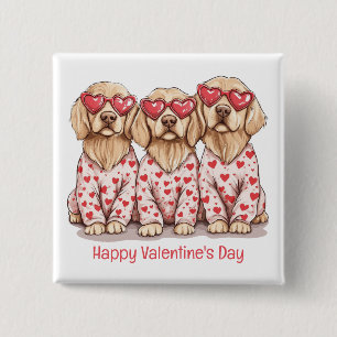 Frohe Valentinstag Golden Retriever Hunde Button
