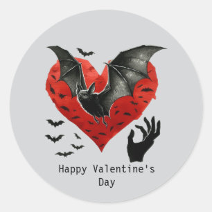 Frohe Valentinstag Gothic Fledermaus Runder Aufkleber