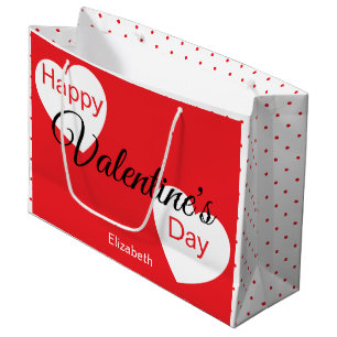 Frohe Valentinstag-Herzen Punkte Name Große Geschenktüte