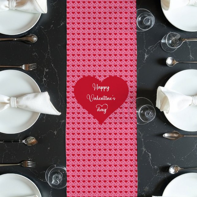 Frohe Valentinstag-Herzen Romantischer Tischläufer (Happy Valentine’s Day Hearts Romantic Table Runner)