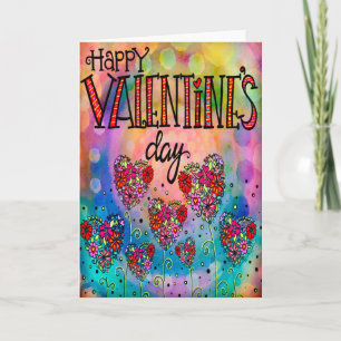 Frohe Valentinstag Hübsche florale Herzen Karte
