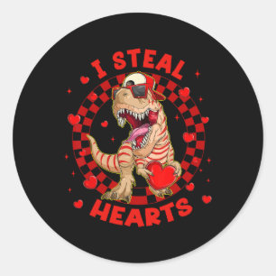 Frohe Valentinstag Ich stehle Herzen Trex Lustiger Runder Aufkleber