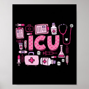 Frohe Valentinstag Intensivstation Krankenschweste Poster