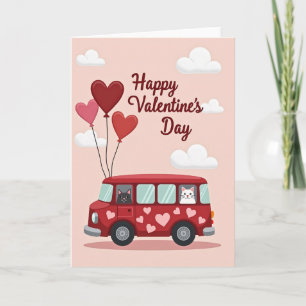 Frohe Valentinstag-Katzbus-Karte Karte