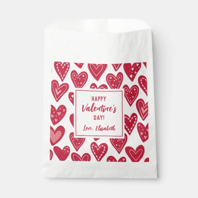 Frohe Valentinstag Kinder Klassenzimmer Rote Herze Geschenktütchen (Vorderseite)