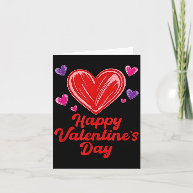 Frohe Valentinstag Kritzelherzen  Karte (Vorderseite)