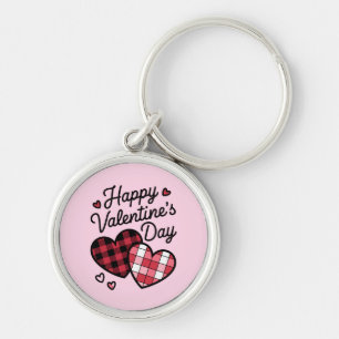 Frohe Valentinstag Leopard Plaid Liebes Herz Schlüsselanhänger