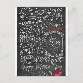 Frohe Valentinstag - Liebes-Schultafel Postkarte