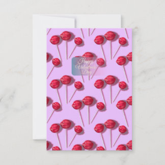 Frohe Valentinstag Süße Lollipop-Muster Rosa C Dankeskarte