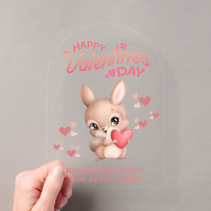 Frohe Valentinstag, süßer verliebter Hase in roter Acryleinladungen