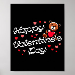 Frohe Valentinstag Teddybär Herz Niedliche Kinder Poster