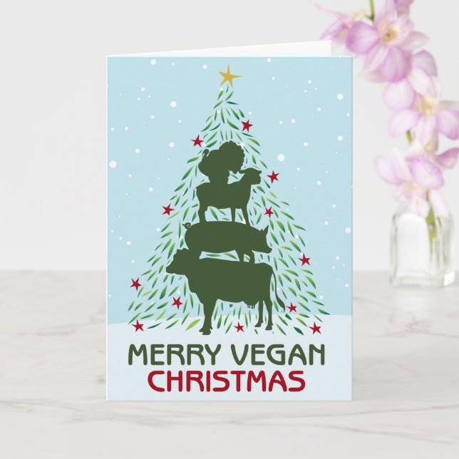 Frohe Vegane Weihnachten Karte (Orchidee)