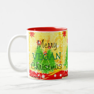Frohe vegane Weihnachten, WeihnachtsTasse für Zweifarbige Tasse