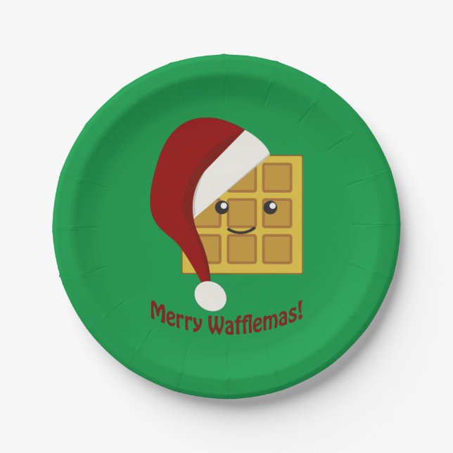Frohe Wafflemas WeihnachtsWaffel Pappteller (Vorderseite)