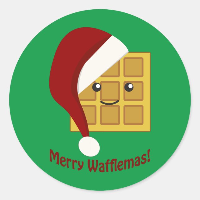 Frohe Wafflemas WeihnachtsWaffel Runder Aufkleber (Vorderseite)