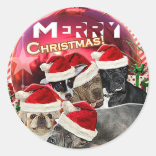 Frohe Weihnacht-Aufkleber (Hundeausgabe) Runder Aufkleber