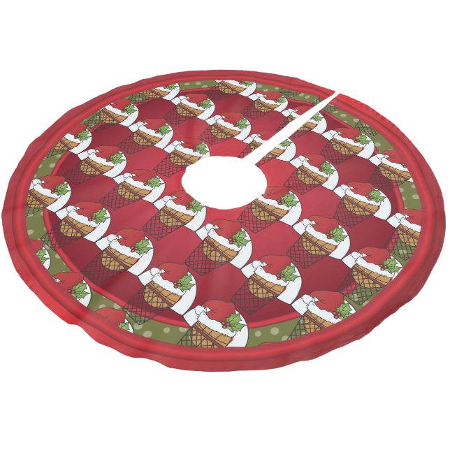 Frohe Weihnacht-Basketball-Liebhaber Polyester Weihnachtsbaumdecke (Schrägansicht)