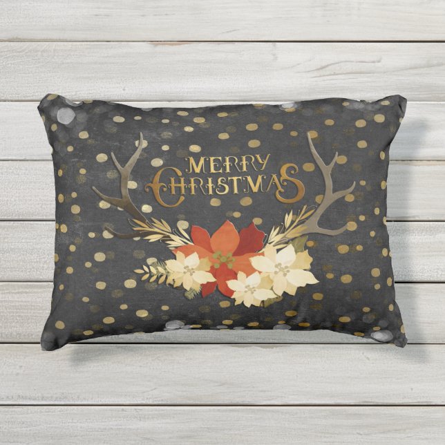 Frohe Weihnacht-BlumengeweiheConfetti Kissen Für Draußen (Vorderseite)