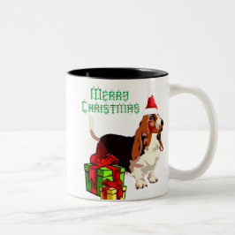 Frohe Weihnacht-Dachshund-Jagdhund mit der Zweifarbige Tasse