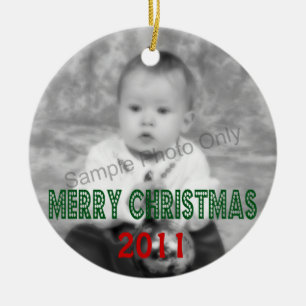 Frohe Weihnacht-datiertes Foto Keramik Ornament
